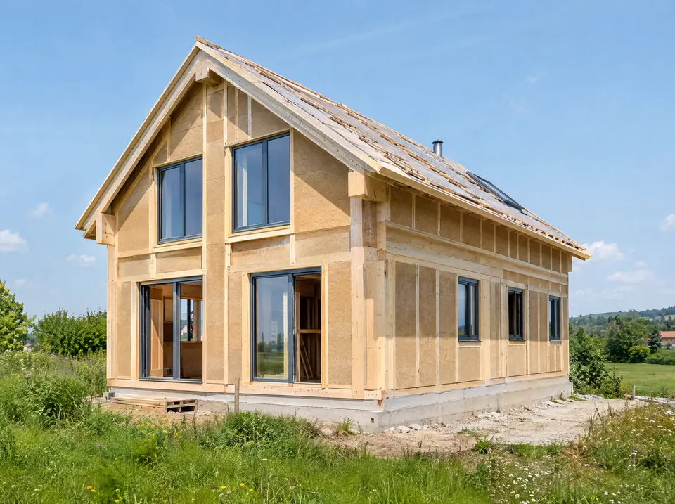 Neubau in Holzbauweise mit Holzfaserdämmung
